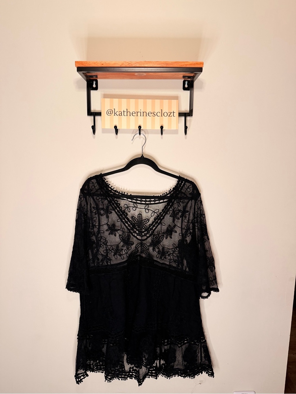 Black Lace Crochet Women’s Top - Brand Unknown